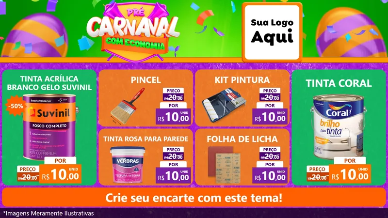 Modelo de TV para TV Horizontal com o tema Pré-Carnaval Com Economia para Tintas e Ferramentas