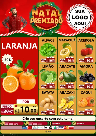 Modelo de Encarte para Encarte A4 Vertical com o tema Natal Premiado para Hortifrúti