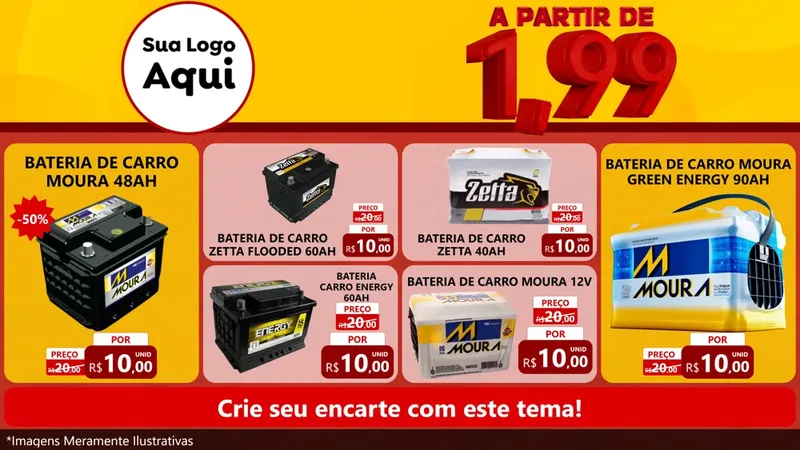 Modelo de TV para TV Horizontal com o tema A Partir de Um e Noventa e Nove - 1,99 para Baterias Elétricas