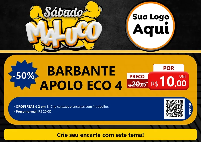Modelo de Cartaz para Cartaz A4 Horizontal com o tema Sábado Maluco para Armarinho e Aviamentos