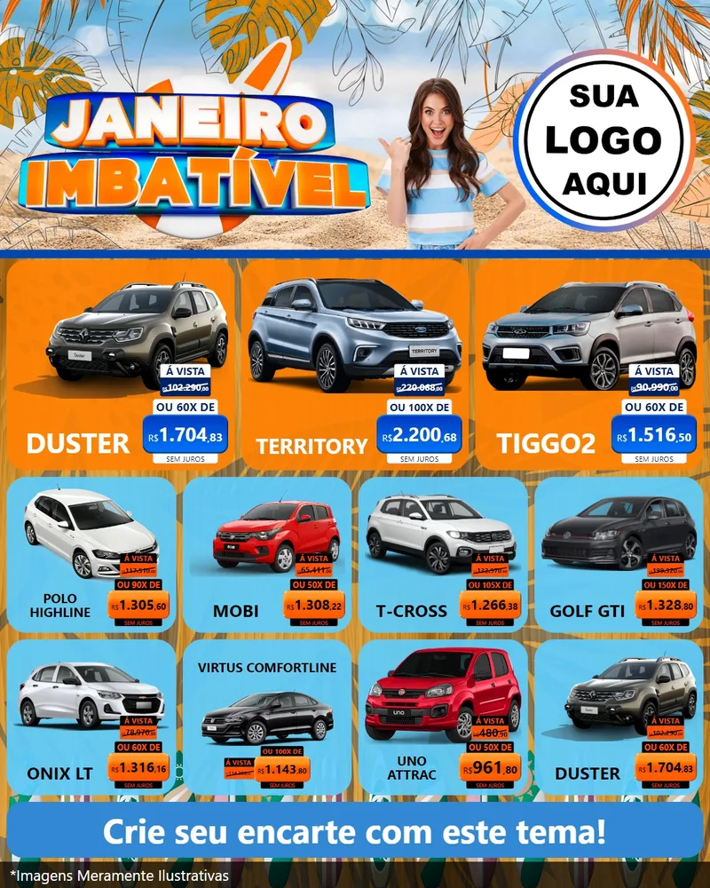 Modelo de Rede Social para Feed Instagram com o tema Janeiro Imbatível para Concessionaria de Carros