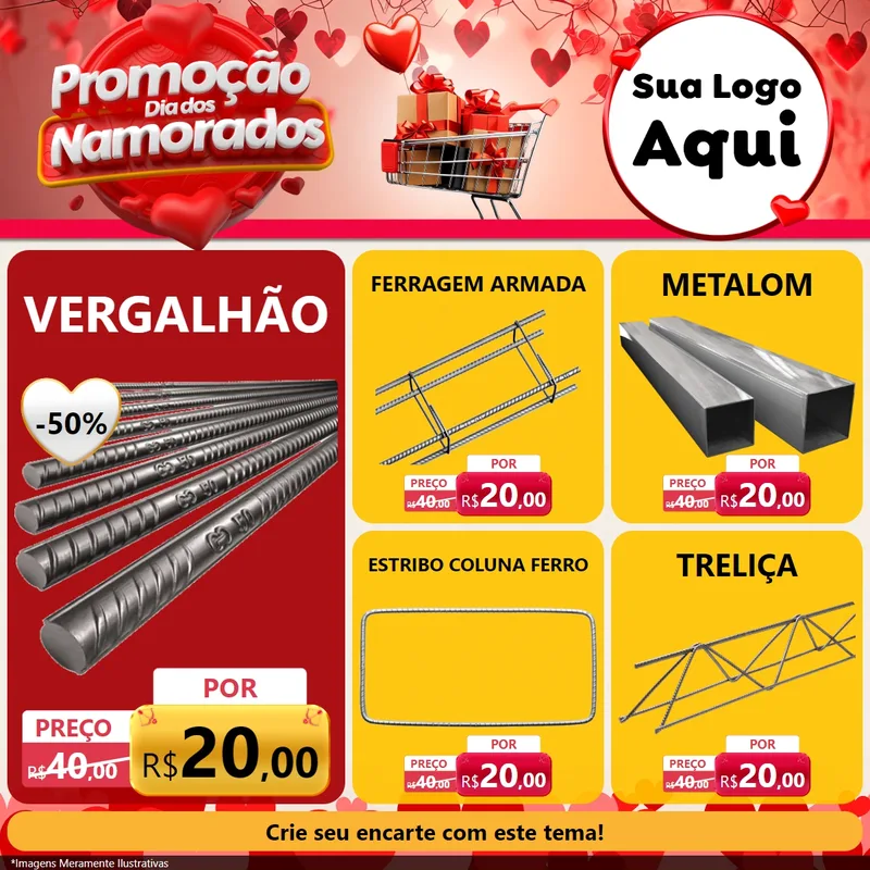Modelo de Rede Social para Feed Facebook com o tema Promoção Dia dos Namorados para Ferragens