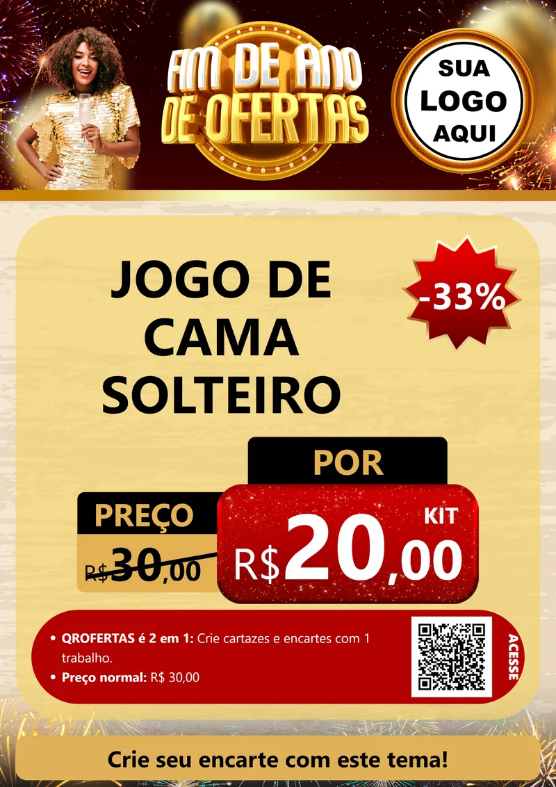 Modelo de Cartaz para Cartaz A4 Vertical com o tema Fim de Ano de Ofertas para Cama, Mesa e Banho