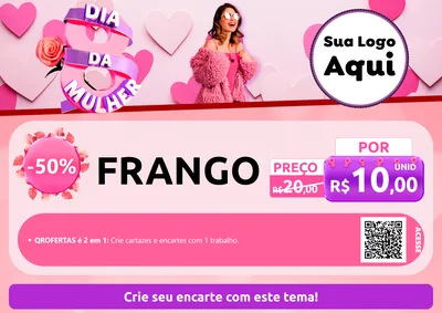 Modelo de Cartaz para Cartaz A4 Horizontal com o tema Dia da Mulher para Assados
