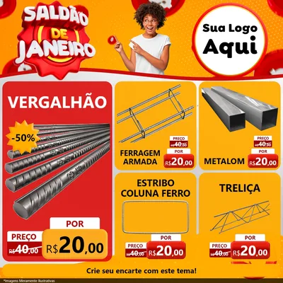 Modelo de Rede Social para Feed Facebook com o tema Saldão de Janeiro para Ferragens