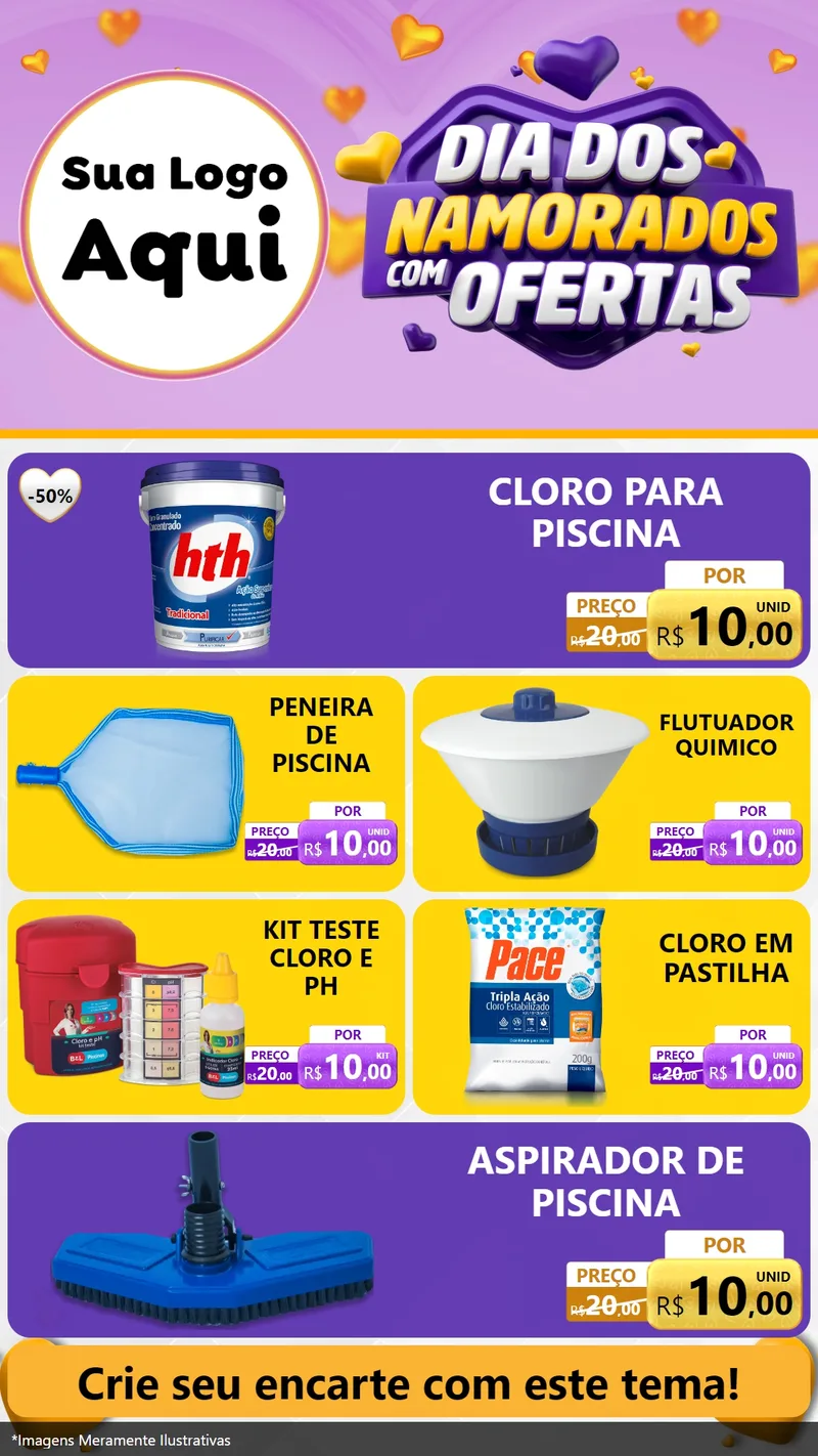Modelo de TV para TV Vertical com o tema Dia Dos Namorados Com Ofertas para Produtos para Piscina