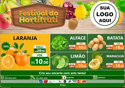 Modelo de Encarte para Encarte A4 Horizontal com o tema Festival do Hortifruti para Hortifrúti