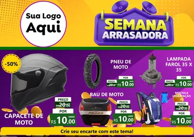 Modelo de Encarte para Encarte A4 Horizontal com o tema Semana Arrasadora para Moto peças