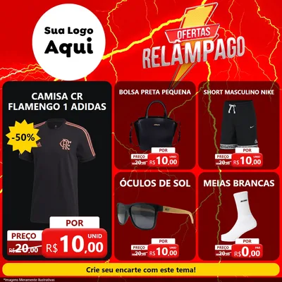 Modelo de Rede Social para Feed Facebook com o tema Ofertas Relâmpago para Roupas e acessórios