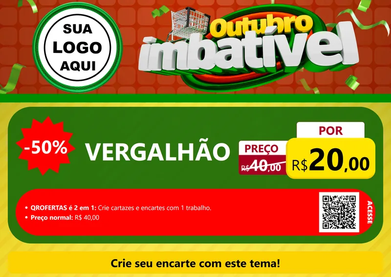 Modelo de Cartaz para Cartaz A4 Horizontal com o tema Outubro Imbatível para Ferragens
