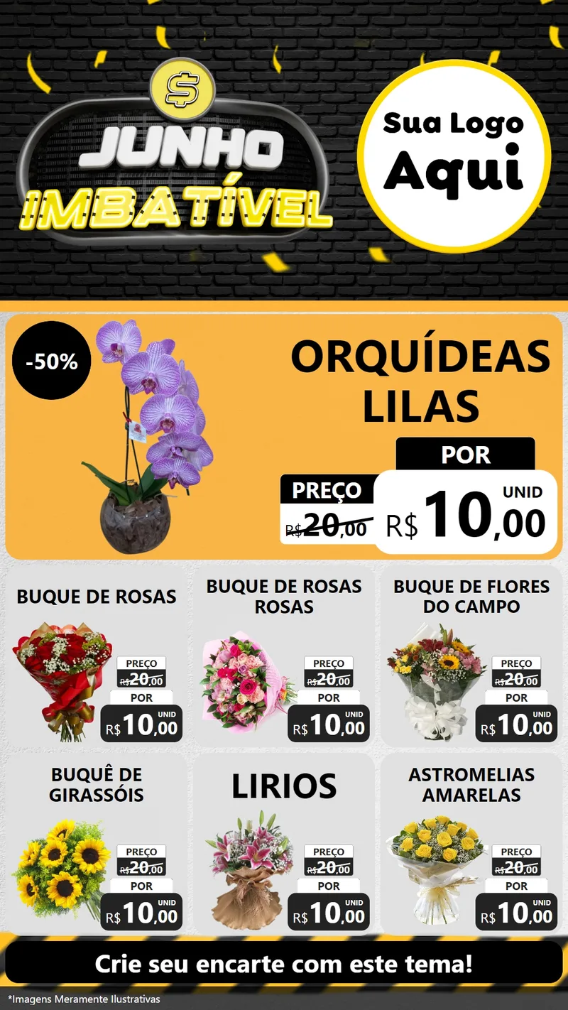 Modelo de Rede Social para Stories com o tema Junho Imbatível para Floricultura e jardim