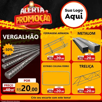 Modelo de Rede Social para Feed Facebook com o tema Alerta de Promoção para Ferragens