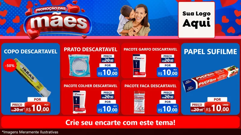 Modelo de TV para TV Horizontal com o tema Promoção das Mães para Embalagens
