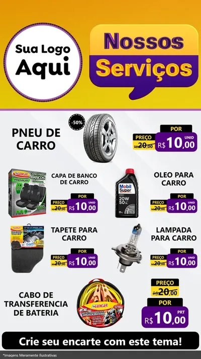 Modelo de TV para TV Vertical com o tema Nossos Serviços para Auto peças