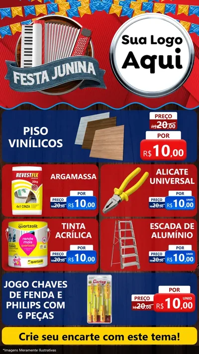 Modelo de TV para TV Vertical com o tema Festa Junina para Material para Construção