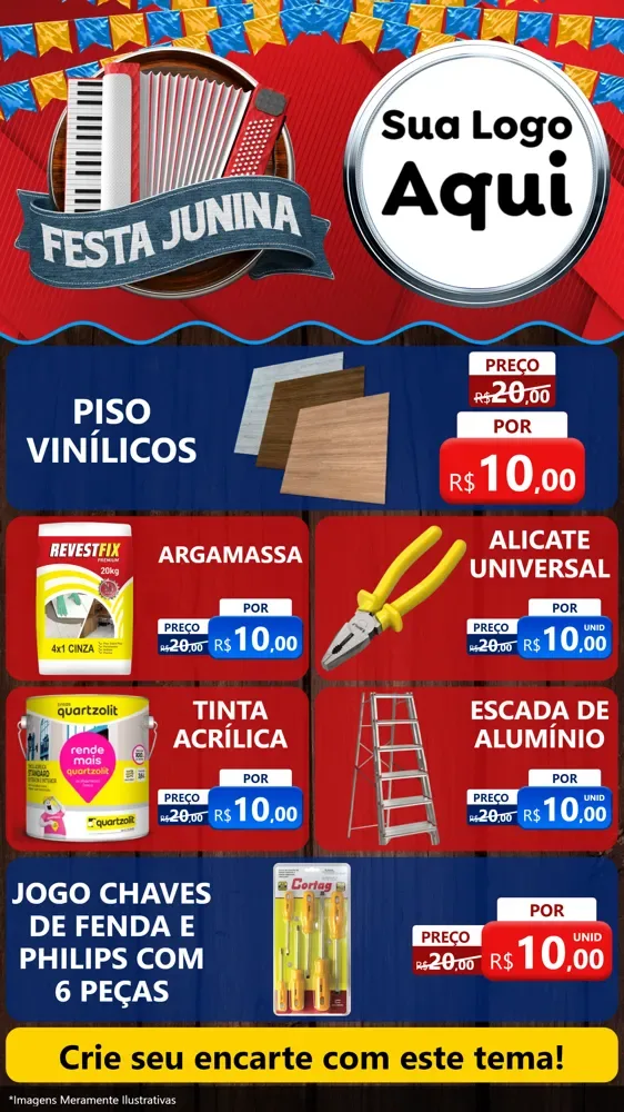 Modelo de TV para TV Vertical com o tema Festa Junina para Material para Construção
