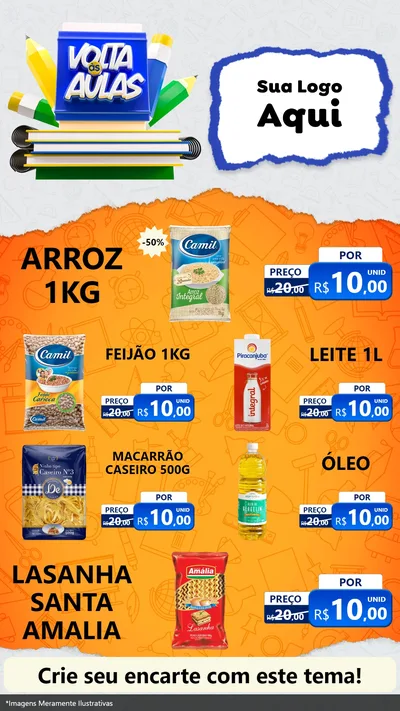 Modelo de TV para TV Vertical com o tema Volta às Aulas para Supermercado