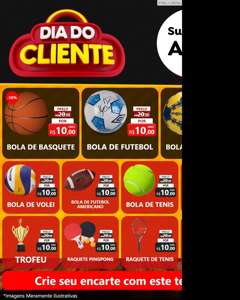 Modelo de Rede Social para Feed Instagram com o tema Dia do Cliente para Artigos Esportivos
