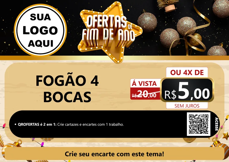 Modelo de Cartaz para Cartaz A4 Horizontal com o tema Ofertas de Fim de Ano para Móveis e Eletro
