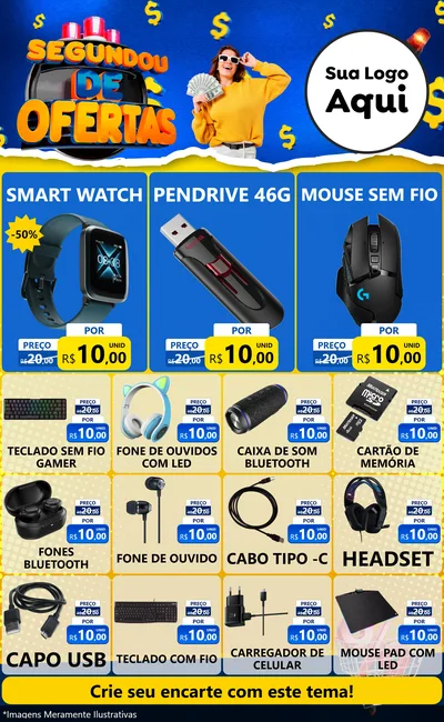 Modelo de Encarte para Encarte Grande com o tema Segundou de Ofertas para Informática