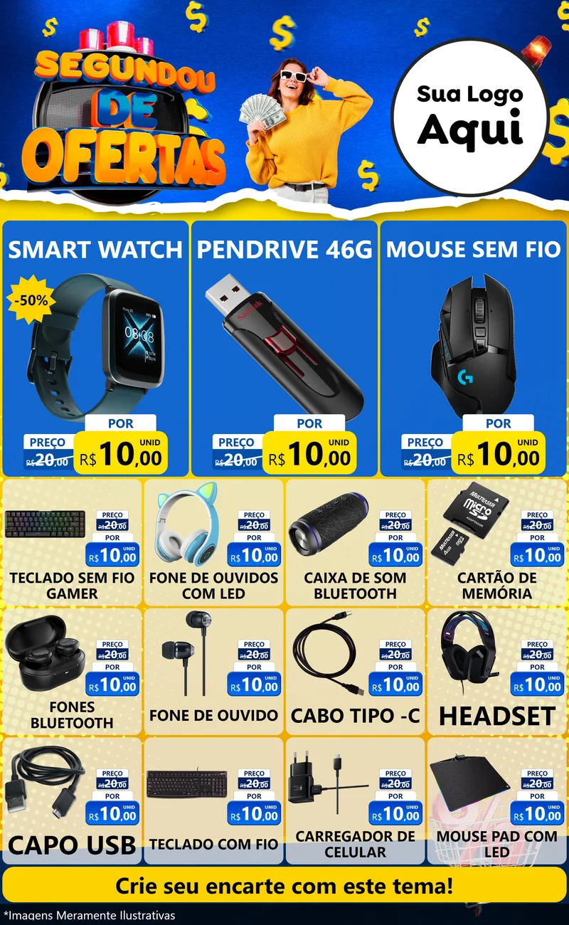 Modelo de Encarte para Encarte Grande com o tema Segundou de Ofertas para Informática