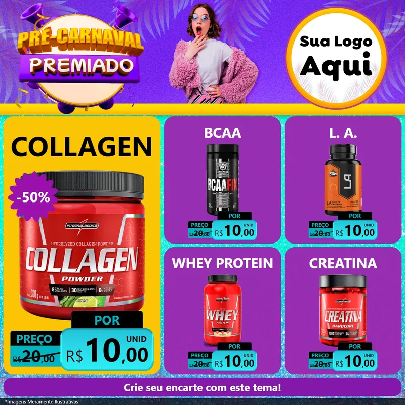 Modelo de Rede Social para Feed Facebook com o tema Pré-Carnaval Premiado para Suplementos alimentares