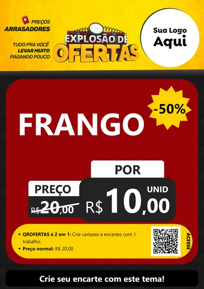 Modelo de Cartaz para Cartaz A4 Vertical com o tema Explosão de Ofertas para Assados