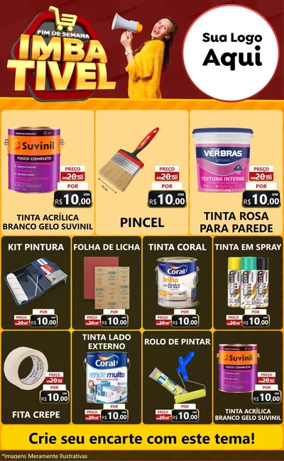 Modelo de Encarte para Encarte Grande com o tema Fim de Semana Imbatível para Tintas e Ferramentas
