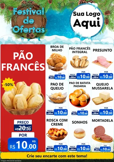 Modelo de Encarte para Encarte A4 Vertical com o tema Festival de Ofertas - Inverno para Padaria