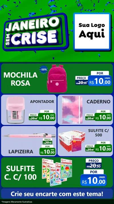 Modelo de TV para TV Vertical com o tema Janeiro Sem Crise para Papelaria