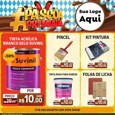 Modelo de Rede Social para Feed Facebook com o tema Páscoa Premiada para Tintas e Ferramentas