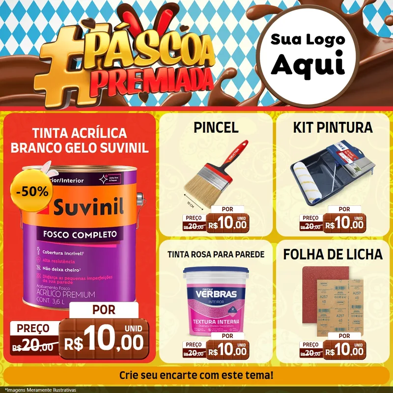 Modelo de Rede Social para Feed Facebook com o tema Páscoa Premiada para Tintas e Ferramentas