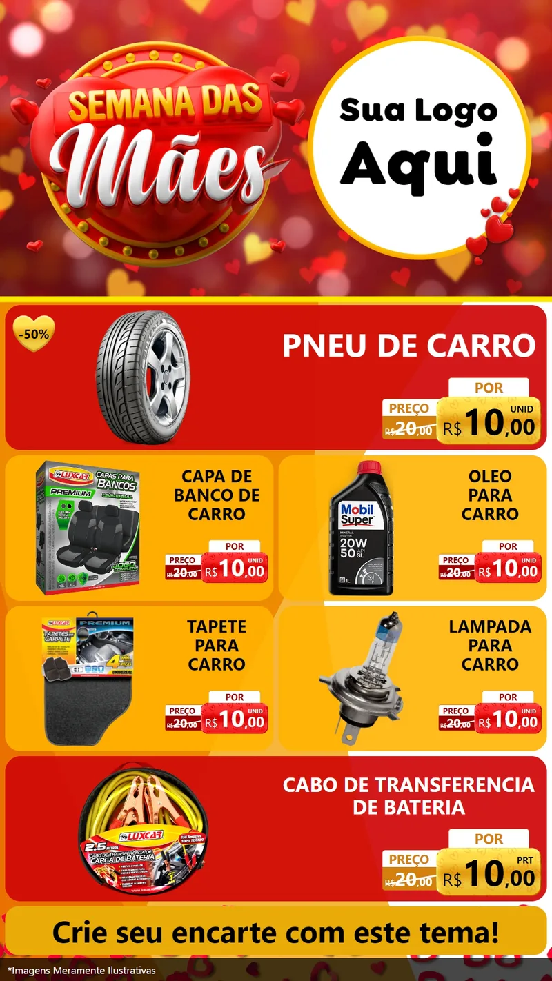 Modelo de TV para TV Vertical com o tema Semana das Mães para Auto peças