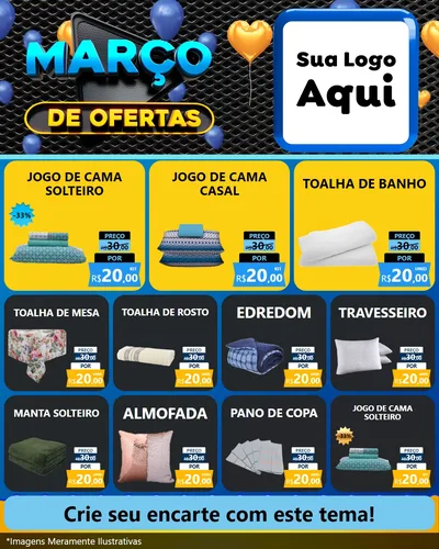 Modelo de Rede Social para Feed Instagram com o tema Março de Ofertas para Cama, Mesa e Banho