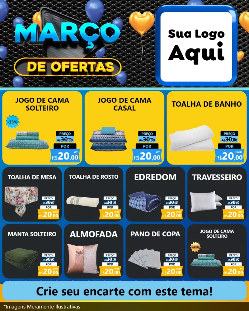 Modelo de Rede Social para Feed Instagram com o tema Março de Ofertas para Cama, Mesa e Banho