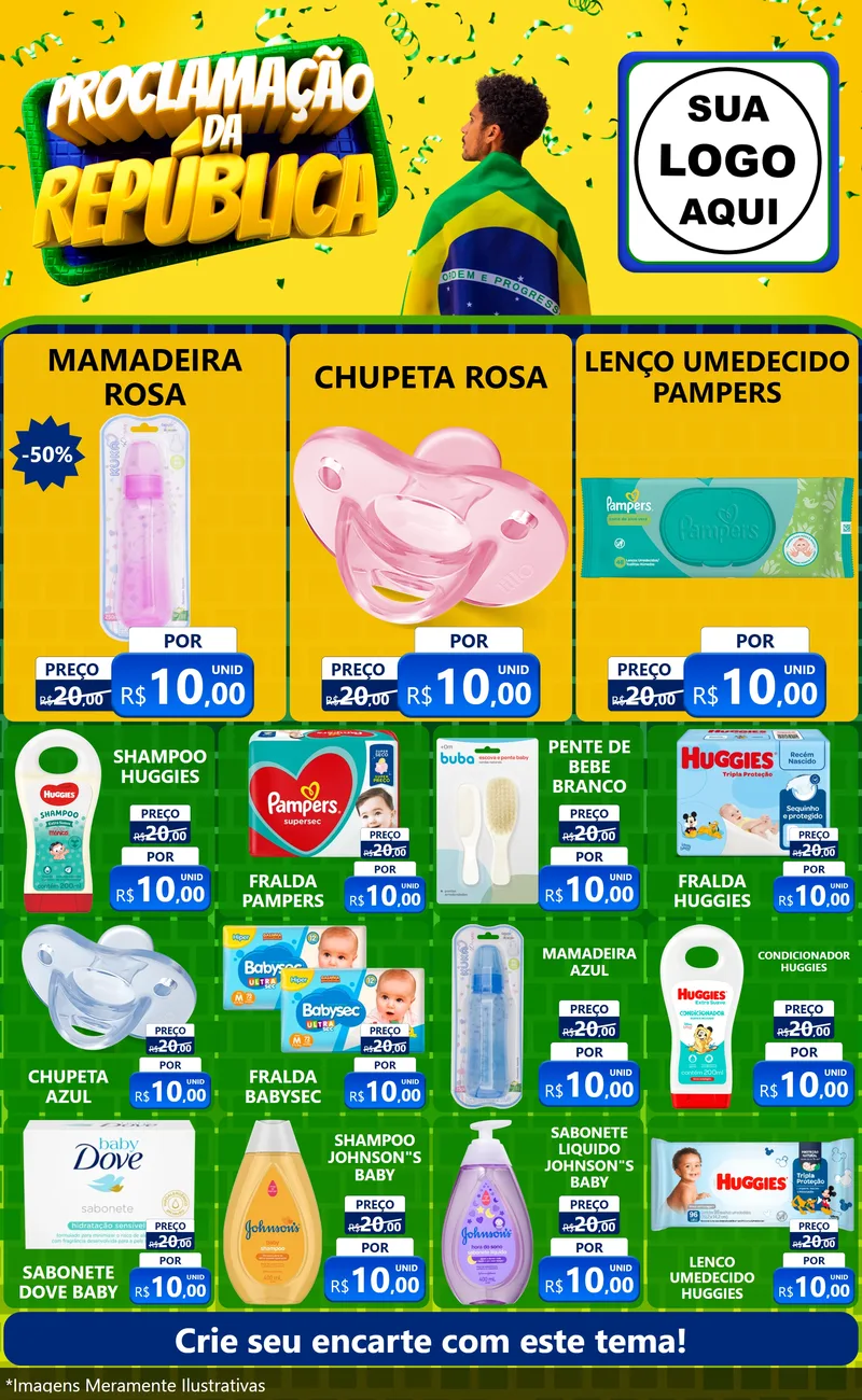 Modelo de Encarte para Encarte Grande com o tema Proclamação da República para Bebês