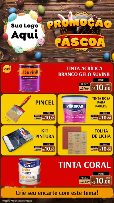 Modelo de TV para TV Vertical com o tema Promoção Páscoa para Tintas e Ferramentas