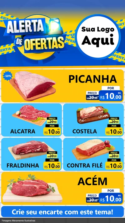 Modelo de TV para TV Vertical com o tema Alerta de Ofertas para Açougue
