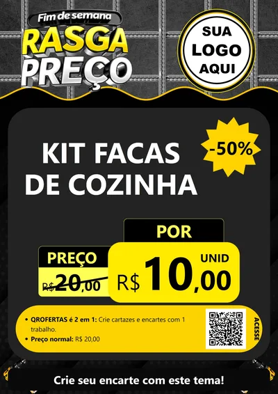 Modelo de Cartaz para Cartaz A4 Vertical com o tema Fim de Semana Rasga Preço para Utilidades Domésticas