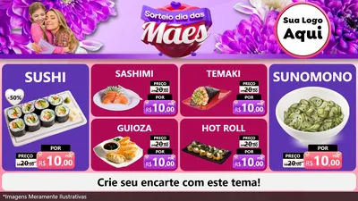 Modelo de TV para TV Horizontal com o tema Sorteio Dia das Mães para Comida japonesa