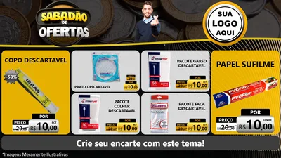 Modelo de TV para TV Horizontal com o tema Sabadão de Ofertas para Embalagens
