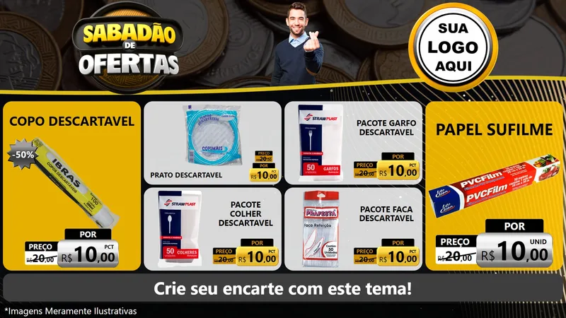 Modelo de TV para TV Horizontal com o tema Sabadão de Ofertas para Embalagens