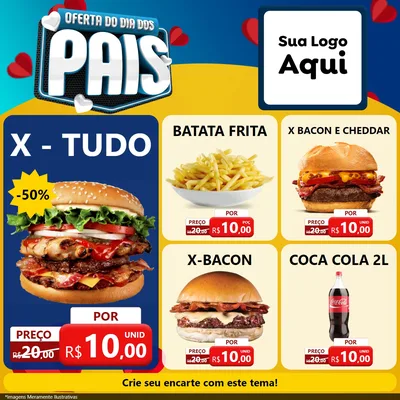 Modelo de Rede Social para Feed Facebook com o tema Oferta Do Dia Dos Pais para Hamburgueria