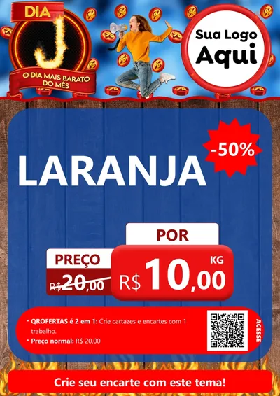Modelo de Cartaz para Cartaz A4 Vertical com o tema Dia J - O Dia Mais Barato Do Mês para Hortifrúti