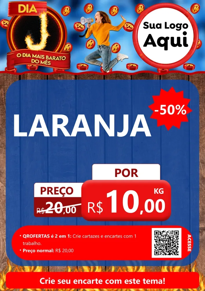 Modelo de Cartaz para Cartaz A4 Vertical com o tema Dia J - O Dia Mais Barato Do Mês para Hortifrúti