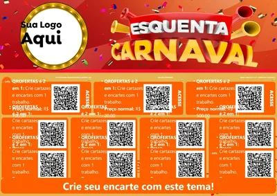 Modelo de Cartaz para Cartaz A4 Horizontal com o tema Esquenta Carnaval para Maquinas e Ferramentas