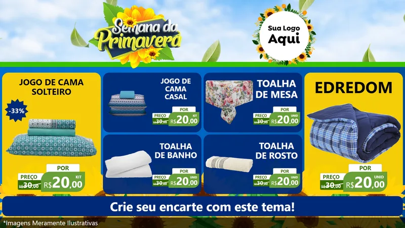 Modelo de TV para TV Horizontal com o tema Semana da Primavera para Cama, Mesa e Banho