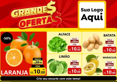 Modelo de Encarte para Encarte A4 Horizontal com o tema Grandes Ofertas para Hortifrúti