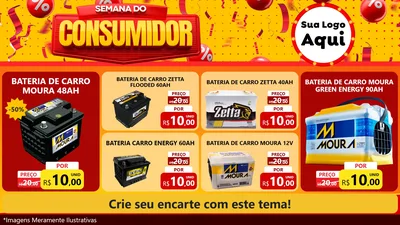 Modelo de TV para TV Horizontal com o tema Semana do Consumidor para Baterias Elétricas