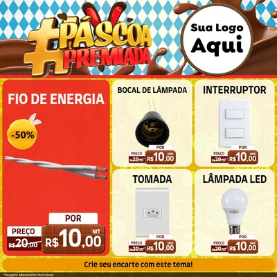 Modelo de Rede Social para Feed Facebook com o tema Páscoa Premiada para Materiais Elétricos